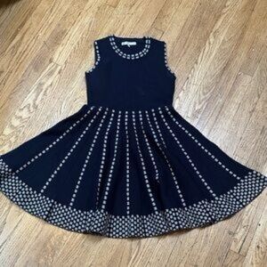 Elegant Black and White Kids Sweater Skater Dress